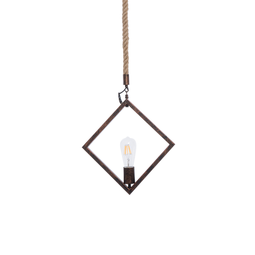 GLOBOSTAR® ALCO 01023 Vintage Κρεμαστό Φωτιστικό Οροφής με Ντουί 1 x E27 AC 220-240V IP20 - Χάλκινο & Μπεζ - Μ35 x Π3 x Υ35cm