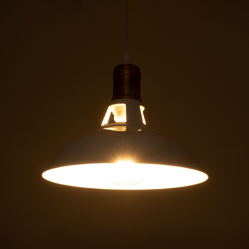 GLOBOSTAR® ANER 01072 Vintage Κρεμαστό Φωτιστικό Οροφής με Ντουί 1 x E27 AC 220-240V IP20 - Λευκό & Χρυσό - Μ27.5 x Π27.5 x Υ19cm