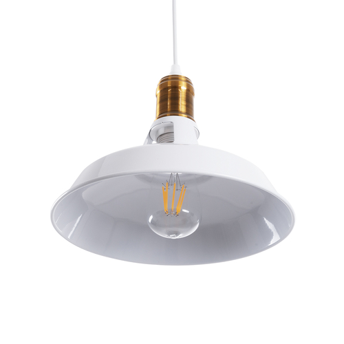 GLOBOSTAR® ANER 01072 Vintage Κρεμαστό Φωτιστικό Οροφής με Ντουί 1 x E27 AC 220-240V IP20 - Λευκό & Χρυσό - Μ27.5 x Π27.5 x Υ19cm