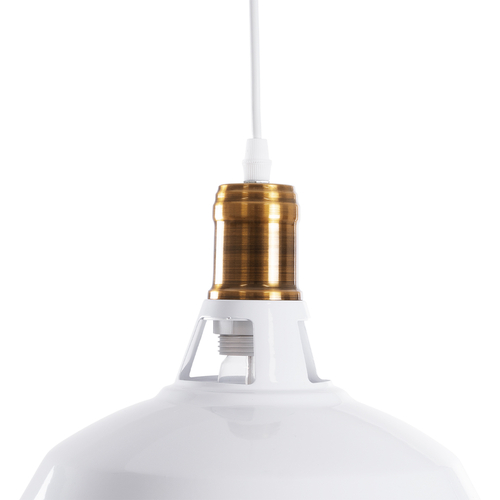 GLOBOSTAR® ANER 01072 Vintage Κρεμαστό Φωτιστικό Οροφής με Ντουί 1 x E27 AC 220-240V IP20 - Λευκό & Χρυσό - Μ27.5 x Π27.5 x Υ19cm