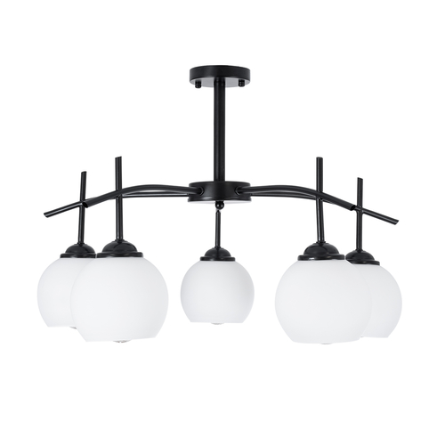 GLOBOSTAR® LUNA 01088 Μοντέρνο Φωτιστικό Οροφής με Ντουί 5 x E27 AC 220-240V IP20 - Λευκό & Μαύρο - Μ60 x Π60 x Υ43cm