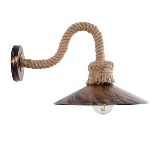 GLOBOSTAR® ROBLY 01125 Vintage Φωτιστικό Τοίχου - Απλίκα με Ντουί 1 x E27 AC 220-240V IP20 - Χάλκινο & Μπεζ - Μ26 x Π36 x Υ22cm