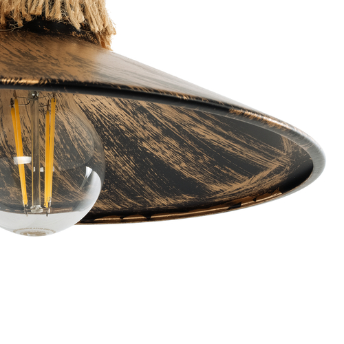 GLOBOSTAR® ROBLY 01125 Vintage Φωτιστικό Τοίχου - Απλίκα με Ντουί 1 x E27 AC 220-240V IP20 - Χάλκινο & Μπεζ - Μ26 x Π36 x Υ22cm