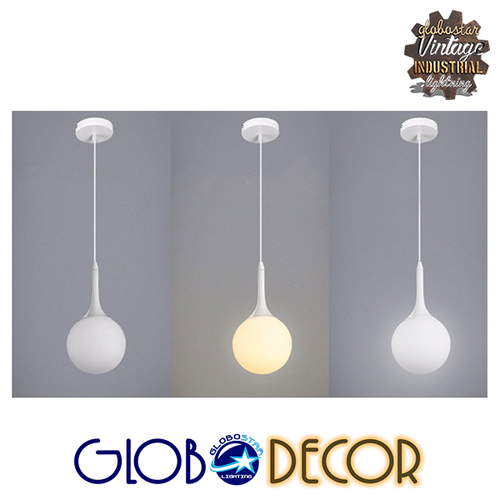 GLOBOSTAR® SPHERE 01143 Μοντέρνο Κρεμαστό Φωτιστικό Οροφής με Ντουί 1 x E27 AC 220-240V IP20 - Λευκό - Μ25 x Π25 x Υ46.5cm