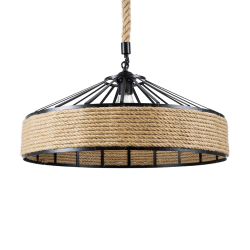 GLOBOSTAR® POLI 01147 Vintage Κρεμαστό Φωτιστικό Οροφής με Ντουί 1 x E27 AC 220-240V IP20 - Μαύρο & Μπεζ - Μ40 x Π40 x Υ32cm