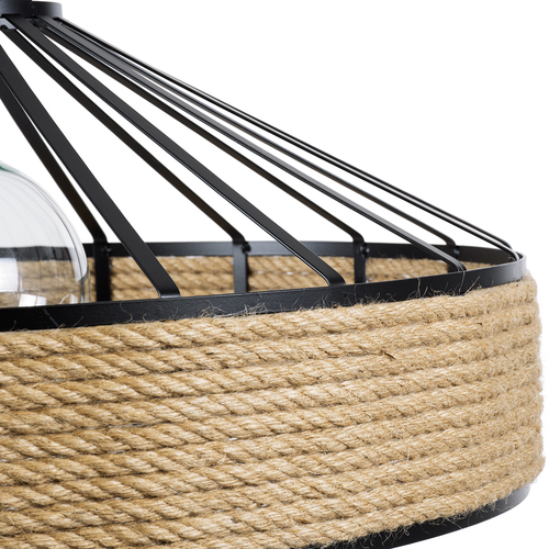 GLOBOSTAR® POLI 01147 Vintage Κρεμαστό Φωτιστικό Οροφής με Ντουί 1 x E27 AC 220-240V IP20 - Μαύρο & Μπεζ - Μ40 x Π40 x Υ32cm