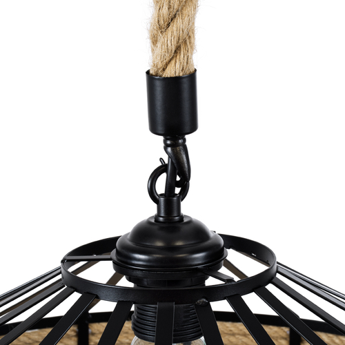 GLOBOSTAR® POLI 01147 Vintage Κρεμαστό Φωτιστικό Οροφής με Ντουί 1 x E27 AC 220-240V IP20 - Μαύρο & Μπεζ - Μ40 x Π40 x Υ32cm