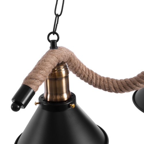 GLOBOSTAR® TYMEN 01189 Boho Κρεμαστό Φωτιστικό Οροφής με Ντουί 3 x E27 AC 220-240V IP20 - Μαύρο & Μπεζ - Μ85 x Π18.5 x Υ20cm