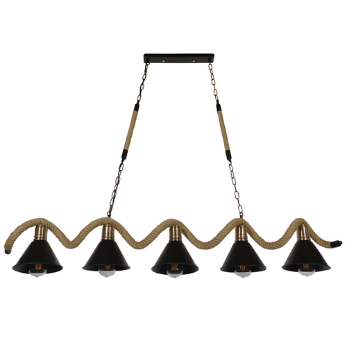 GLOBOSTAR® TYMEN 01190 Vintage Κρεμαστό Φωτιστικό Οροφής με Ντουί 5 x E27 AC 220-240V IP20 - Μαύρο & Μπεζ - Μ150 x Π22 x Υ23cm