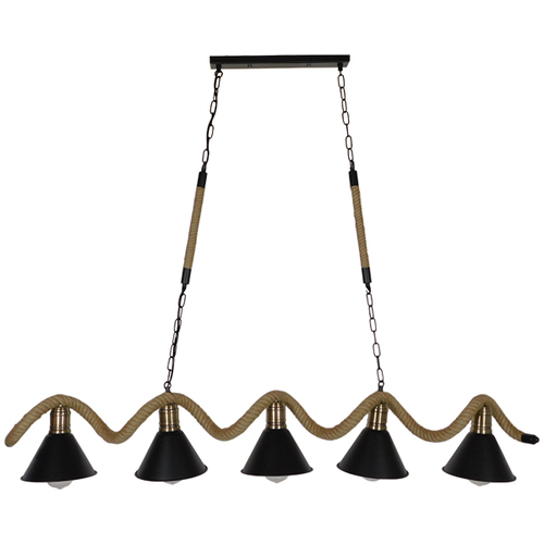 GLOBOSTAR® TYMEN 01190 Vintage Κρεμαστό Φωτιστικό Οροφής με Ντουί 5 x E27 AC 220-240V IP20 - Μαύρο & Μπεζ - Μ150 x Π22 x Υ23cm