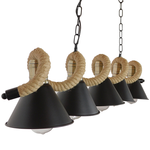 GLOBOSTAR® TYMEN 01190 Vintage Κρεμαστό Φωτιστικό Οροφής με Ντουί 5 x E27 AC 220-240V IP20 - Μαύρο & Μπεζ - Μ150 x Π22 x Υ23cm