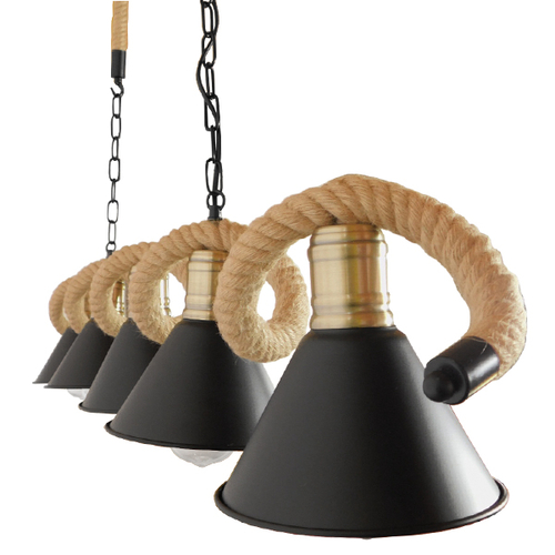 GLOBOSTAR® TYMEN 01190 Vintage Κρεμαστό Φωτιστικό Οροφής με Ντουί 5 x E27 AC 220-240V IP20 - Μαύρο & Μπεζ - Μ150 x Π22 x Υ23cm