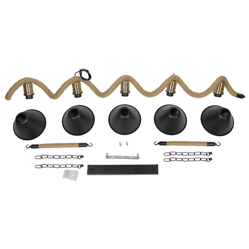 GLOBOSTAR® TYMEN 01190 Vintage Κρεμαστό Φωτιστικό Οροφής με Ντουί 5 x E27 AC 220-240V IP20 - Μαύρο & Μπεζ - Μ150 x Π22 x Υ23cm