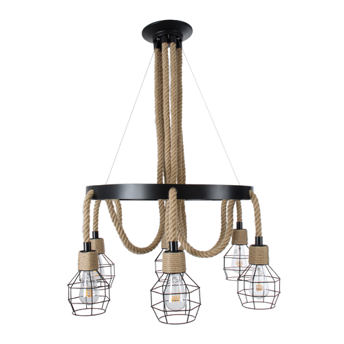 GLOBOSTAR® HELLET 01193 Vintage Κρεμαστό Φωτιστικό Οροφής με Ντουί 6 x E27 AC 220-240V IP20 - Μαύρο & Πράσινο - Μ72 x Π72 x Υ80cm