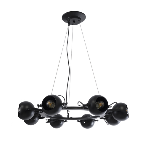 GLOBOSTAR® LINNYA 01219 Μοντέρνο Κρεμαστό Φωτιστικό Οροφής με Ντουί 8 x E27 AC 220-240V IP20 - Μαύρο - Μ78 x Π78 x Υ10cm