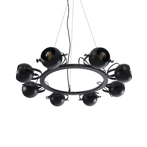 GLOBOSTAR® LINNYA 01219 Μοντέρνο Κρεμαστό Φωτιστικό Οροφής με Ντουί 8 x E27 AC 220-240V IP20 - Μαύρο - Μ78 x Π78 x Υ10cm