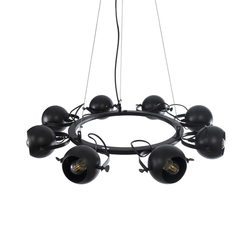 GLOBOSTAR® LINNYA 01219 Μοντέρνο Κρεμαστό Φωτιστικό Οροφής με Ντουί 8 x E27 AC 220-240V IP20 - Μαύρο - Μ78 x Π78 x Υ10cm