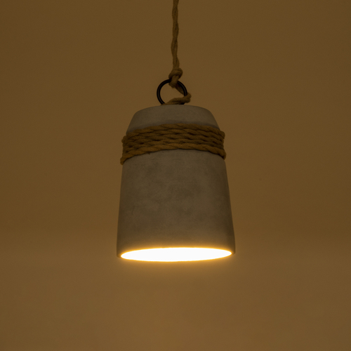 GLOBOSTAR® TRIBECA 01319 Boho Κρεμαστό Φωτιστικό Οροφής με Ντουί 1 x E27 AC 220-240V IP20 - Γκρι & Μπεζ - Μ20 x Π20 x Υ26cm