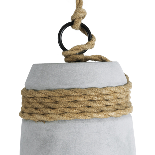 GLOBOSTAR® TRIBECA 01319 Boho Κρεμαστό Φωτιστικό Οροφής με Ντουί 1 x E27 AC 220-240V IP20 - Γκρι & Μπεζ - Μ20 x Π20 x Υ26cm