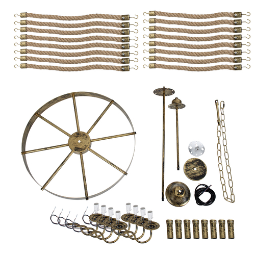 GLOBOSTAR® VICTORIAN 01405 Vintage Κρεμαστό Φωτιστικό Οροφής με Ντουί 8 x E14 AC 220-240V IP20 - Μπρούτζινο Εφέ Σκουριάς & Μπεζ - Μ87 x Π87 x Υ80cm