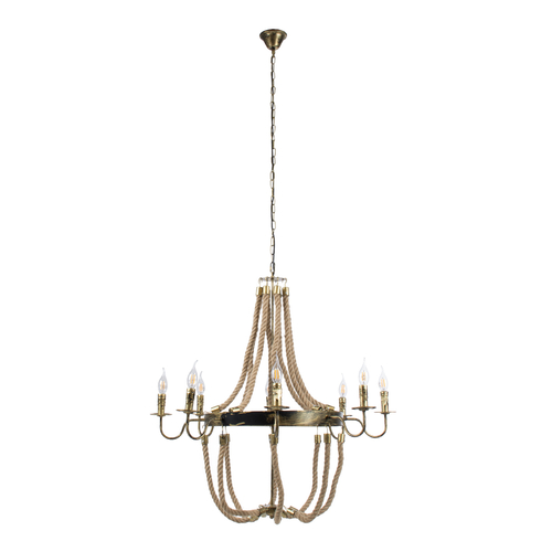 GLOBOSTAR® VICTORIAN 01405 Vintage Κρεμαστό Φωτιστικό Οροφής με Ντουί 8 x E14 AC 220-240V IP20 - Μπρούτζινο Εφέ Σκουριάς & Μπεζ - Μ87 x Π87 x Υ80cm