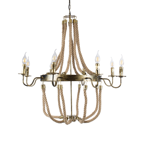 GLOBOSTAR® VICTORIAN 01405 Vintage Κρεμαστό Φωτιστικό Οροφής με Ντουί 8 x E14 AC 220-240V IP20 - Μπρούτζινο Εφέ Σκουριάς & Μπεζ - Μ87 x Π87 x Υ80cm