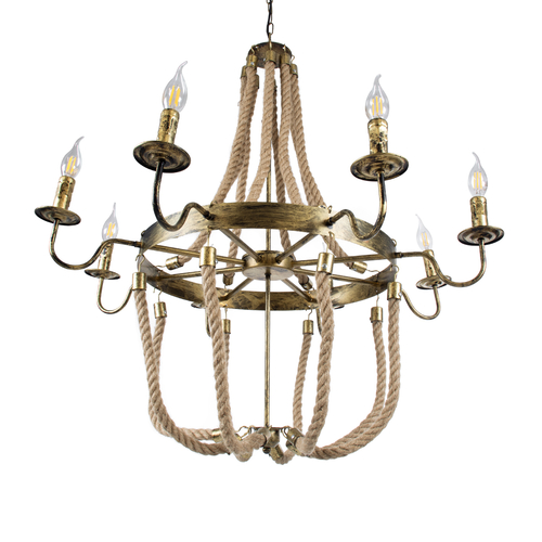 GLOBOSTAR® VICTORIAN 01405 Vintage Κρεμαστό Φωτιστικό Οροφής με Ντουί 8 x E14 AC 220-240V IP20 - Μπρούτζινο Εφέ Σκουριάς & Μπεζ - Μ87 x Π87 x Υ80cm