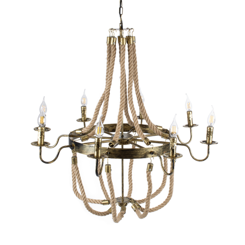 GLOBOSTAR® VICTORIAN 01405 Vintage Κρεμαστό Φωτιστικό Οροφής με Ντουί 8 x E14 AC 220-240V IP20 - Μπρούτζινο Εφέ Σκουριάς & Μπεζ - Μ87 x Π87 x Υ80cm