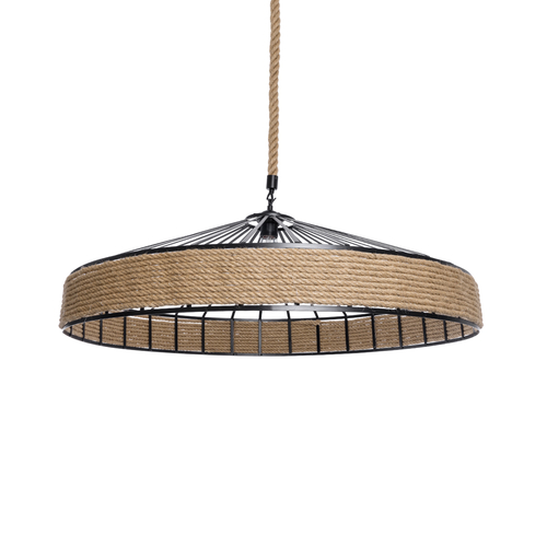 GLOBOSTAR® SAHARA 01416 Boho Κρεμαστό Φωτιστικό Οροφής με Ντουί 1 x E27 AC 220-240V IP20 - Μπεζ & Μαύρο - Μ80 x Π80 x Y25cm
