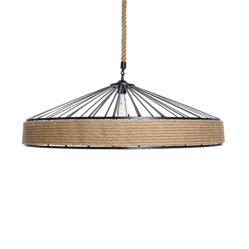 GLOBOSTAR® SAHARA 01416 Boho Κρεμαστό Φωτιστικό Οροφής με Ντουί 1 x E27 AC 220-240V IP20 - Μπεζ & Μαύρο - Μ80 x Π80 x Y25cm
