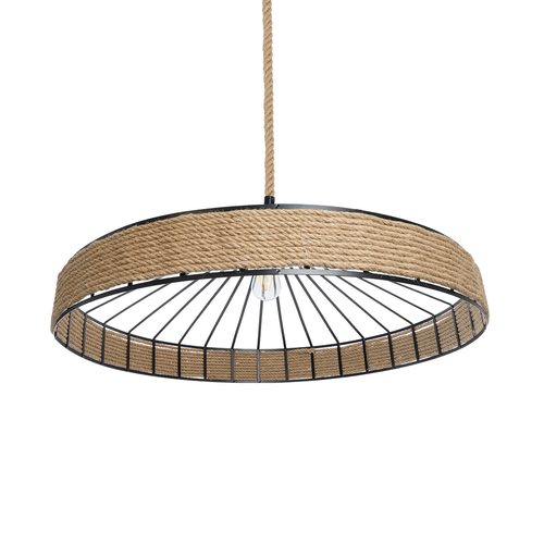 GLOBOSTAR® SAHARA 01416 Boho Κρεμαστό Φωτιστικό Οροφής με Ντουί 1 x E27 AC 220-240V IP20 - Μπεζ & Μαύρο - Μ80 x Π80 x Y25cm