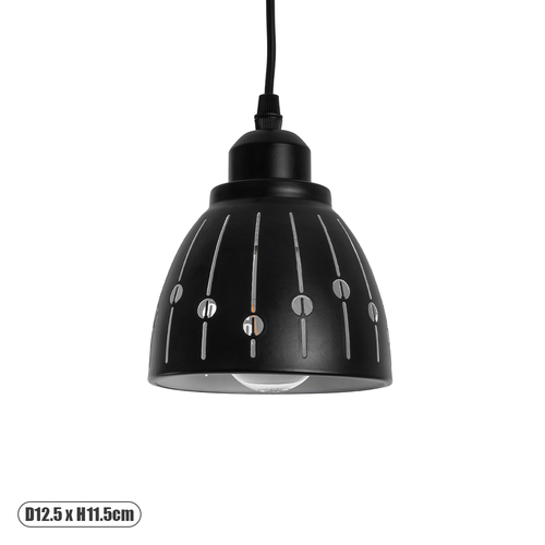 GLOBOSTAR® COOLIE 01476 Μοντέρνο Κρεμαστό Φωτιστικό Οροφής με Ντουί 1 x E27 AC 220-240V IP20 - Μαύρο & Ασημί - Μ12.5 x Π12.5 x Υ11.5cm