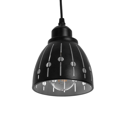 GLOBOSTAR® COOLIE 01476 Μοντέρνο Κρεμαστό Φωτιστικό Οροφής με Ντουί 1 x E27 AC 220-240V IP20 - Μαύρο & Ασημί - Μ12.5 x Π12.5 x Υ11.5cm