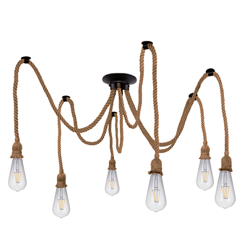 GLOBOSTAR® ATROX 01547 Vintage Κρεμαστό Φωτιστικό Οροφής με Ντουί 6 x E27 AC 220-240V IP20 - Μπεζ - Μ200 x Π200 x Υ100cm