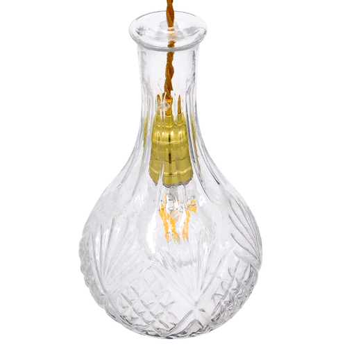 GLOBOSTAR® WHISKEY 01514 Vintage Κρεμαστό Φωτιστικό Οροφής με Ντουί 1 x E27 AC 220-240V IP20 - Διάφανο - Μ14 x Π14 x Υ23cm