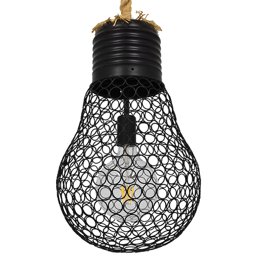 GLOBOSTAR® URBAN 01522 Vintage Κρεμαστό Φωτιστικό Οροφής με Ντουί 1 x E27 AC 220-240V IP20 - Μαύρο & Μπεζ - Μ28 x Π28 x Υ40cm