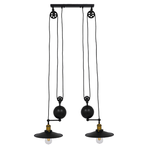 GLOBOSTAR® CARILO 01550 Vintage Κρεμαστό Φωτιστικό Οροφής με Ντουί 2 x E27 AC 220-240V IP20 - Μαύρο & Χρυσό - Μ72 x Π26 x Υ120cm