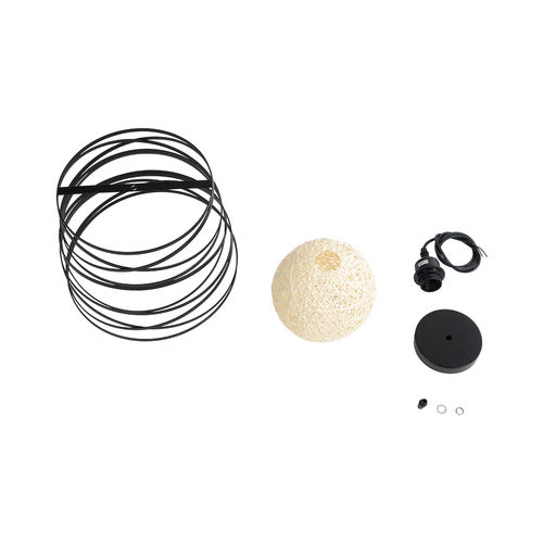 GLOBOSTAR® CARTER 00961 Μοντέρνο Κρεμαστό Φωτιστικό Οροφής με Ντουί 1 x E27 AC 220-240V IP20 - Μαύρο & Μπεζ - Μ32 x Π32 x Υ25cm