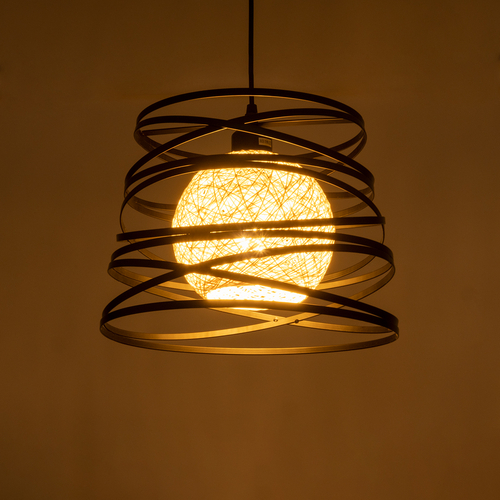 GLOBOSTAR® CARTER 00961 Μοντέρνο Κρεμαστό Φωτιστικό Οροφής με Ντουί 1 x E27 AC 220-240V IP20 - Μαύρο & Μπεζ - Μ32 x Π32 x Υ25cm