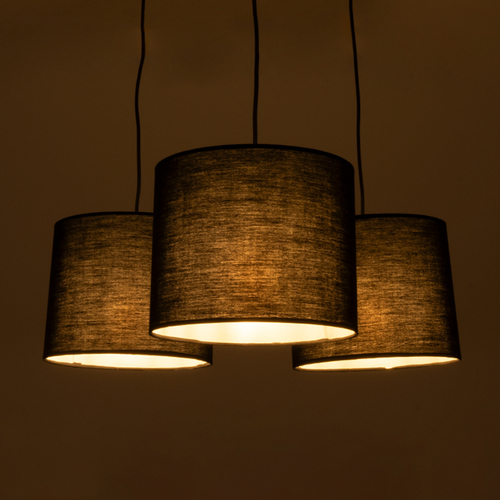 GLOBOSTAR® RAMSON 01525 Μοντέρνο Κρεμαστό Φωτιστικό Οροφής με Ντουί 3 x E27 AC 220-240V IP20 - Μαύρο & Μπεζ - Μ65 x Π65 x Υ20cm