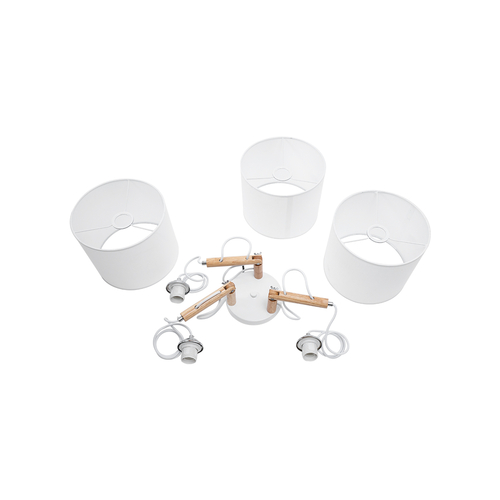 GLOBOSTAR® RAMSON 01526 Μοντέρνο Κρεμαστό Φωτιστικό Οροφής με Ντουί 3 x E27 AC 220-240V IP20 - Λευκό & Μπεζ - Μ65 x Π65 x Υ20cm