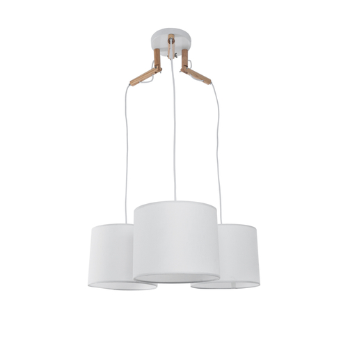 GLOBOSTAR® RAMSON 01526 Μοντέρνο Κρεμαστό Φωτιστικό Οροφής με Ντουί 3 x E27 AC 220-240V IP20 - Λευκό & Μπεζ - Μ65 x Π65 x Υ20cm