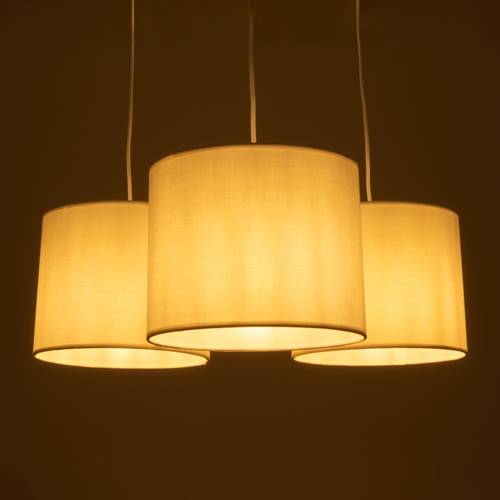 GLOBOSTAR® RAMSON 01526 Μοντέρνο Κρεμαστό Φωτιστικό Οροφής με Ντουί 3 x E27 AC 220-240V IP20 - Λευκό & Μπεζ - Μ65 x Π65 x Υ20cm