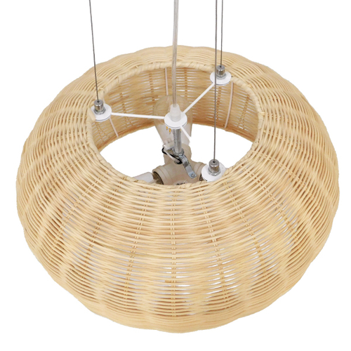 GLOBOSTAR® DE LA MER 01624 Boho Κρεμαστό Φωτιστικό Οροφής με Ντουί 3 x E27 AC 220-240V IP20 - Μπεζ - Μ45 x Π45 x Υ24cm