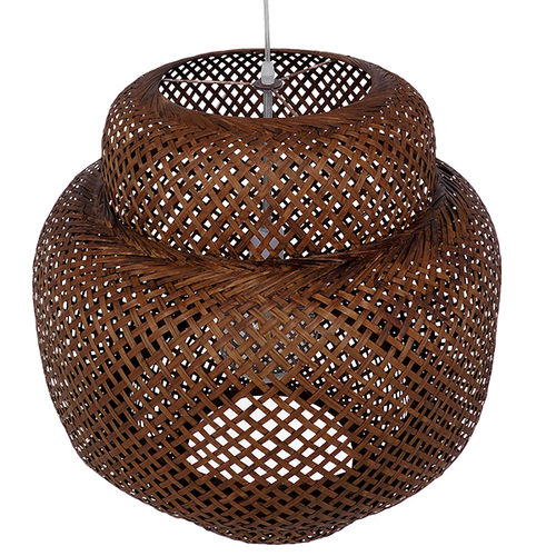 GLOBOSTAR® MALDIVES 01658 Boho Κρεμαστό Φωτιστικό Οροφής με Ντουί 1 x E27 AC 220-240V IP20 - Καφέ - Μ56 x Π56 x Υ54cm