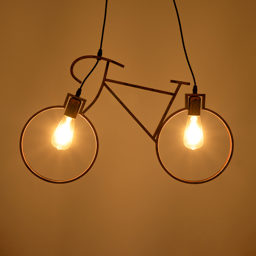 GLOBOSTAR® BIKE 00868 Vintage Κρεμαστό Φωτιστικό Οροφής με Ντουί 2 x E27 AC 220-240V IP20 - Χάλκινο - Μ67 x Π3.5 x Υ41cm