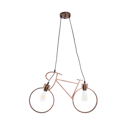 GLOBOSTAR® BIKE 00868 Vintage Κρεμαστό Φωτιστικό Οροφής με Ντουί 2 x E27 AC 220-240V IP20 - Χάλκινο - Μ67 x Π3.5 x Υ41cm