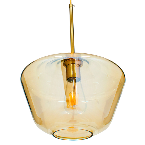 GLOBOSTAR® AMARIS 00870 Μοντέρνο Κρεμαστό Φωτιστικό Οροφής με Ντουί 1 x E27 AC 220-240V IP20 - Χρυσό Πλατίνα & Μελί - Μ30 x Π30 x Y22cm