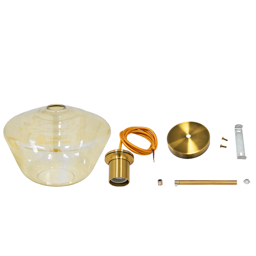 GLOBOSTAR® AMARIS 00870 Μοντέρνο Κρεμαστό Φωτιστικό Οροφής με Ντουί 1 x E27 AC 220-240V IP20 - Χρυσό Πλατίνα & Μελί - Μ30 x Π30 x Y22cm