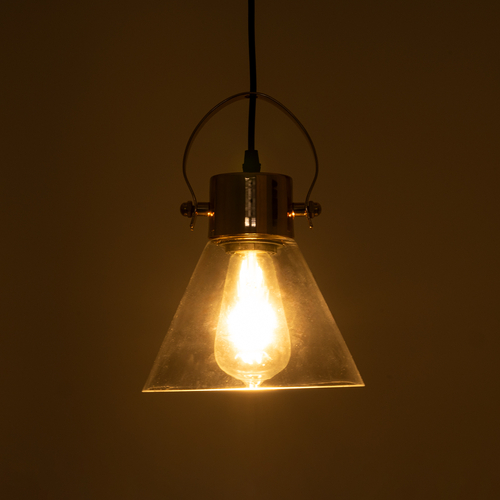 GLOBOSTAR® JAVER 00935 Vintage Κρεμαστό Φωτιστικό Οροφής με Ντουί 1 x E27 AC 220-240V IP20 - Διάφανο & Ροζ Χρυσό - Μ19 x Π19 x Υ25cm